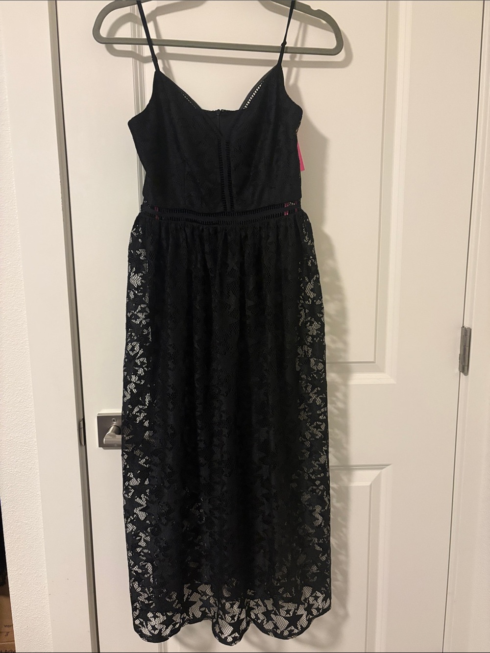 Betsey Johnson Black Lace Midi Slip Dress